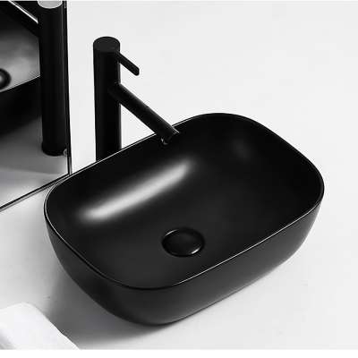 New product 2020 black rectangular sink black above counter art ceramic basin color wash basin